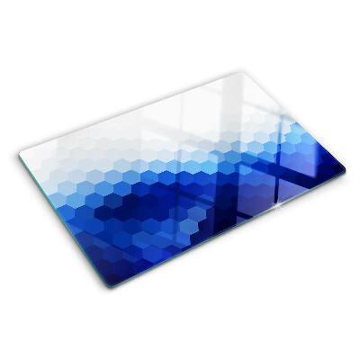 Planche à découper en verre Hexagones bleus en dégradés