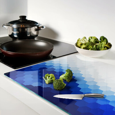 Planche à découper en verre Hexagones bleus en dégradés