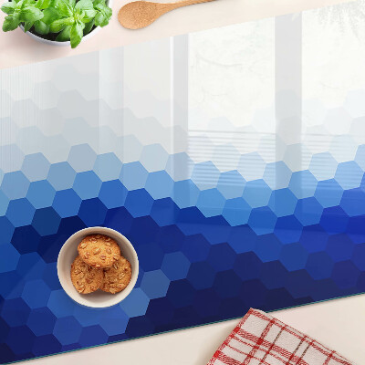 Planche à découper en verre Hexagones bleus en dégradés