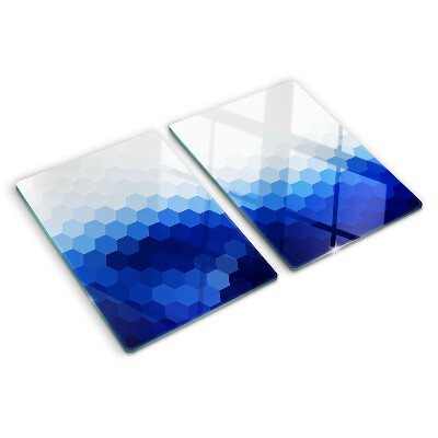 Planche à découper en verre Hexagones bleus en dégradés