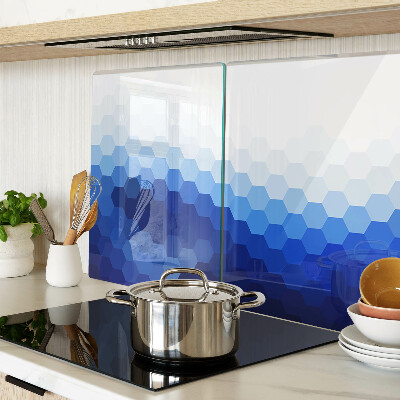 Planche à découper en verre Hexagones bleus en dégradés