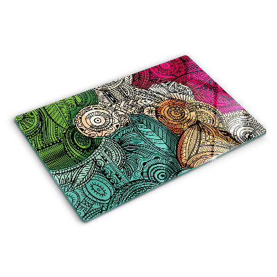 Planche à découper verre Motif mandala aux motifs colorés