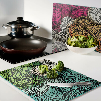 Planche à découper verre Motif mandala aux motifs colorés