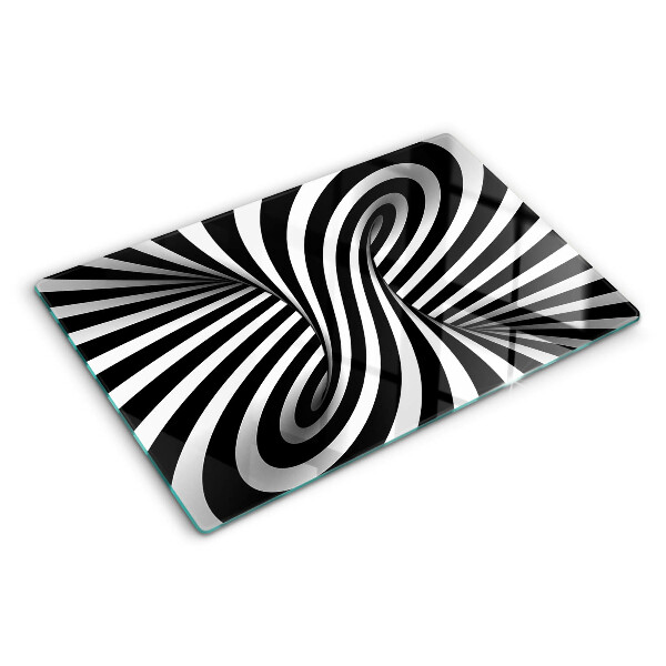 Planche à découper verre Motif en spirale noir et blanc