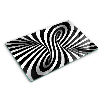 Planche à découper verre Motif en spirale noir et blanc