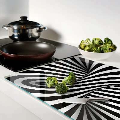 Planche à découper verre Motif en spirale noir et blanc