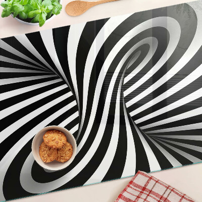 Planche à découper verre Motif en spirale noir et blanc