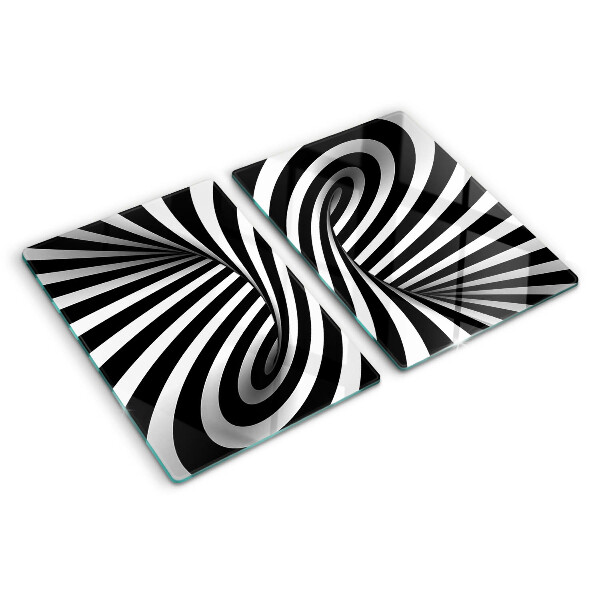 Planche à découper verre Motif en spirale noir et blanc