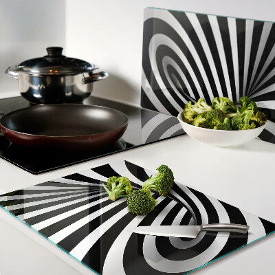 Planche à découper verre Motif en spirale noir et blanc