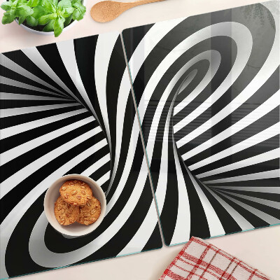 Planche à découper verre Motif en spirale noir et blanc