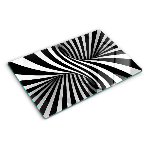 Planche à découper en verre Motif en spirale en noir et blanc