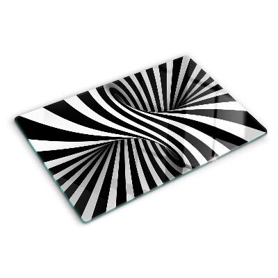 Planche à découper en verre Motif en spirale en noir et blanc