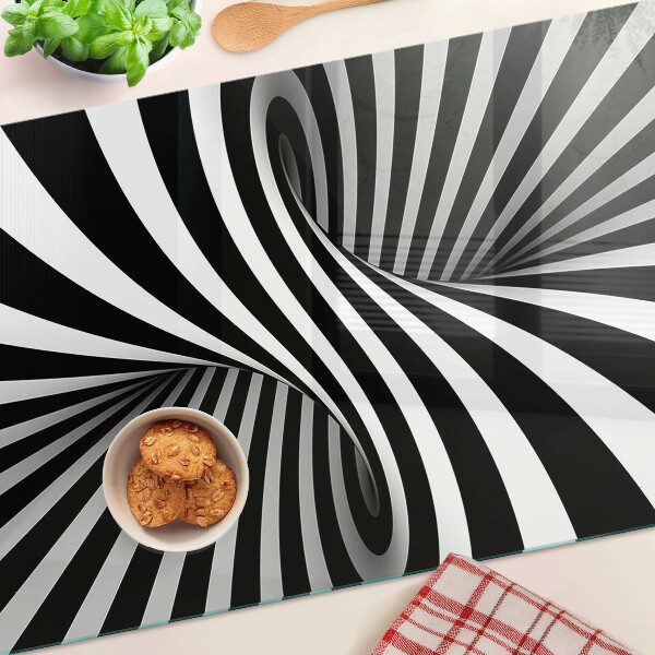 Planche à découper en verre Motif en spirale en noir et blanc