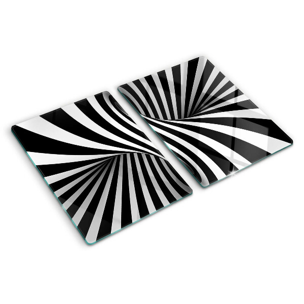 Planche à découper en verre Motif en spirale en noir et blanc
