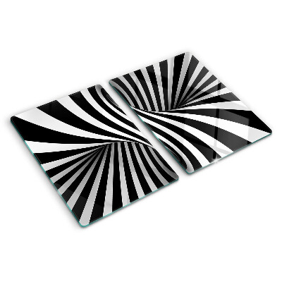Planche à découper en verre Motif en spirale en noir et blanc