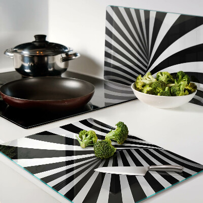 Planche à découper en verre Motif en spirale en noir et blanc