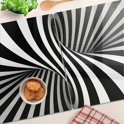Planche à découper en verre Motif en spirale en noir et blanc