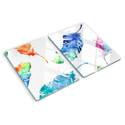 Planche à découper verre Plumes à l'aquarelle