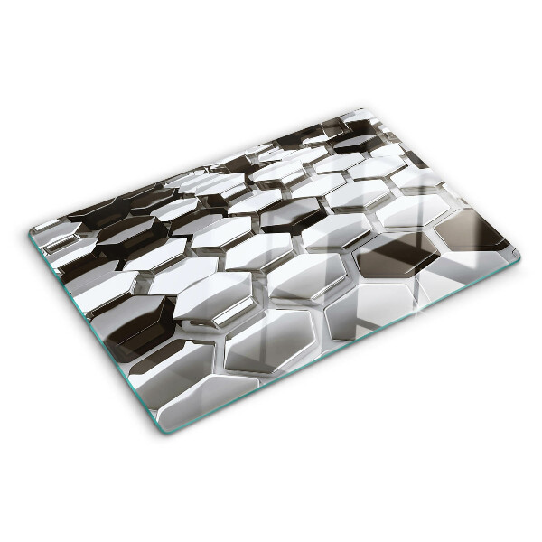 Planche à découper en verre Structures hexagonales en nuances de gris