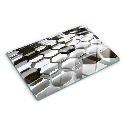 Planche à découper en verre Structures hexagonales en nuances de gris