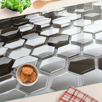 Planche à découper en verre Structures hexagonales en nuances de gris