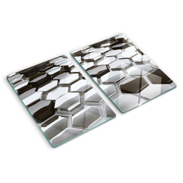 Planche à découper en verre Structures hexagonales en nuances de gris