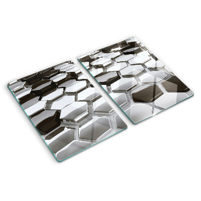 Planche à découper en verre Structures hexagonales en nuances de gris