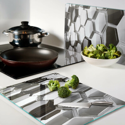 Planche à découper en verre Structures hexagonales en nuances de gris