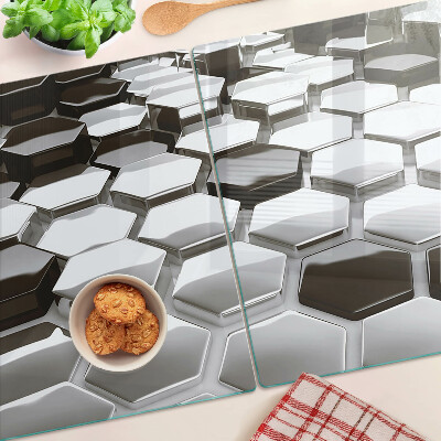 Planche à découper en verre Structures hexagonales en nuances de gris