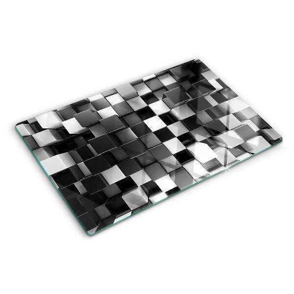 Planche à découper en verre Motif en damier dans les tons noir et blanc