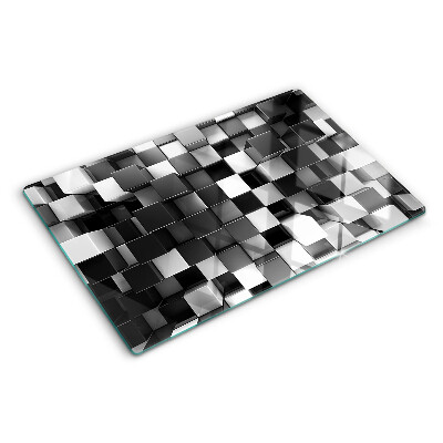 Planche à découper en verre Motif en damier dans les tons noir et blanc