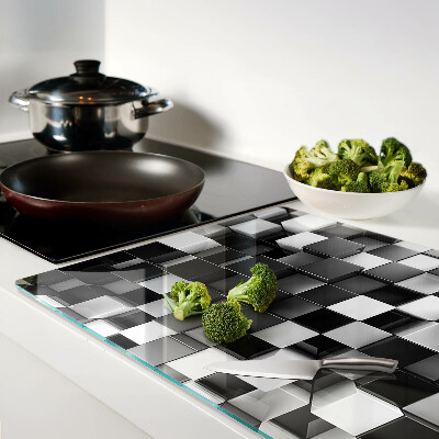 Planche à découper en verre Motif en damier dans les tons noir et blanc