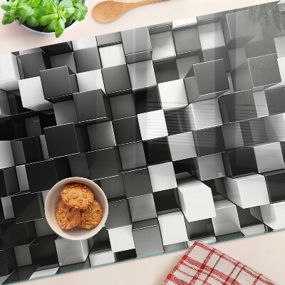 Planche à découper en verre Motif en damier dans les tons noir et blanc
