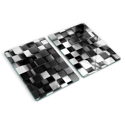 Planche à découper en verre Motif en damier dans les tons noir et blanc