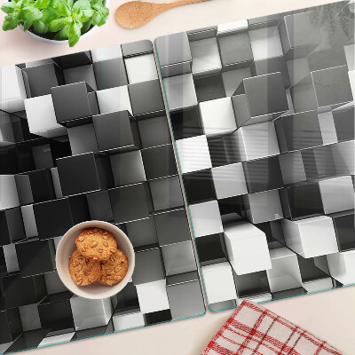 Planche à découper en verre Motif en damier dans les tons noir et blanc