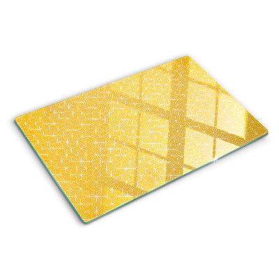 Planche à découper en verre Fleur de vie sur fond jaune