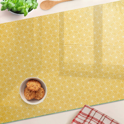 Planche à découper en verre Fleur de vie sur fond jaune