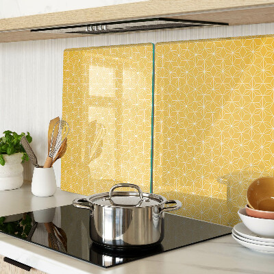 Planche à découper en verre Fleur de vie sur fond jaune