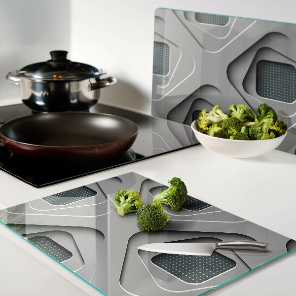 Planche à découper en verre Motifs géométriques dans les tons de gris