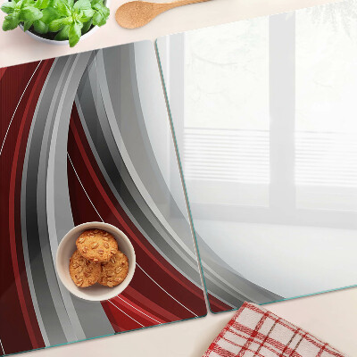 Planche à découper verre Vagues abstraites en rouge et gris