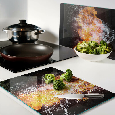Planche à découper verre Le feu et l'eau