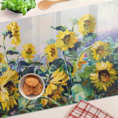 Planche à découper en verre Tournesols dans le jardin