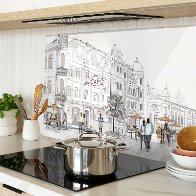 Planche à découper en verre Paysage de café dans la ville