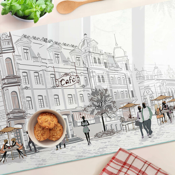 Planche à découper en verre Paysage de café dans la ville