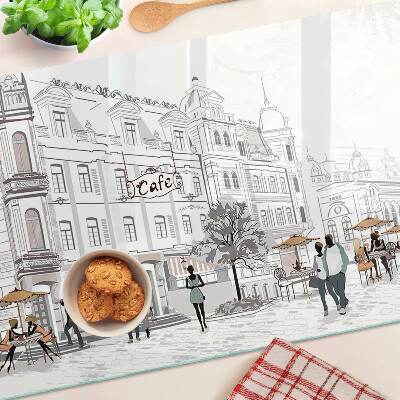 Planche à découper en verre Paysage de café dans la ville