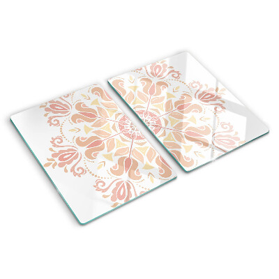 Planche à découper en verre Mandala dans les tons de rose