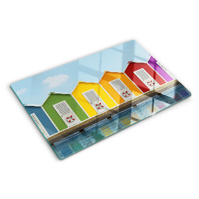 Planche à découper verre Maisons colorées en bord de mer
