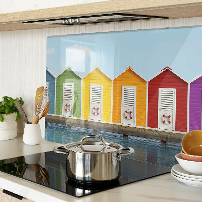 Planche à découper verre Maisons colorées en bord de mer