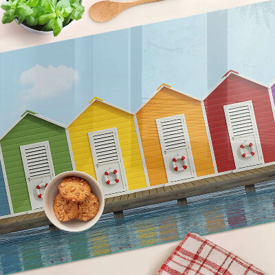 Planche à découper verre Maisons colorées en bord de mer