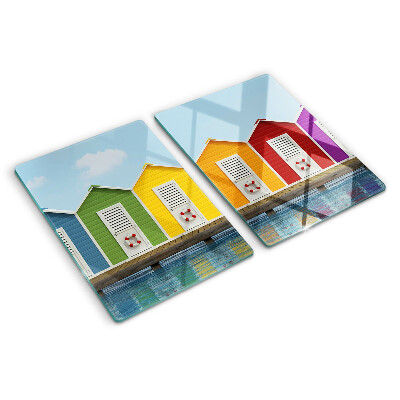 Planche à découper verre Maisons colorées en bord de mer